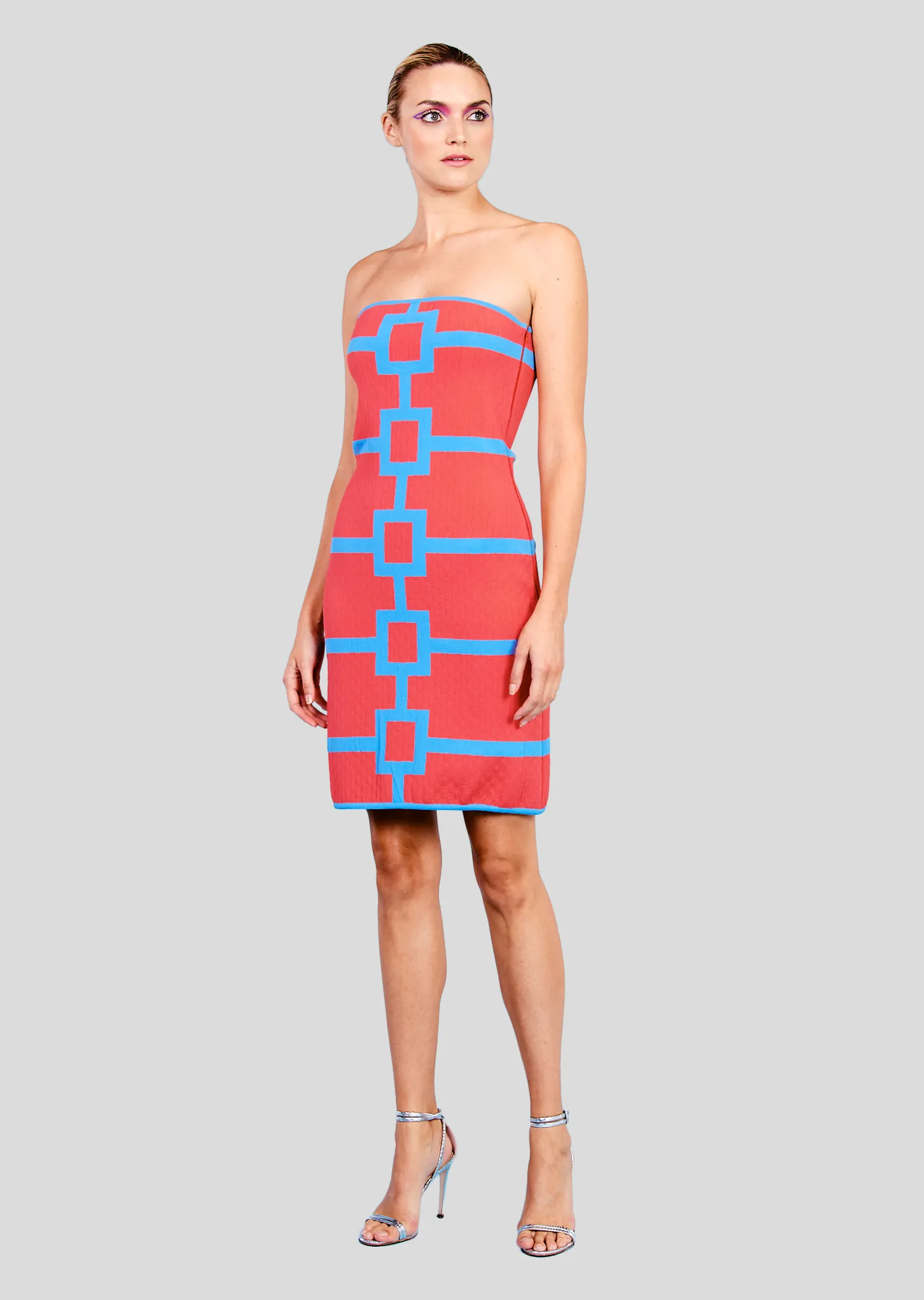 Aubrey - Strapless Geo Dress