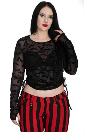 Banned Alternative Bat Lace Up Top Black