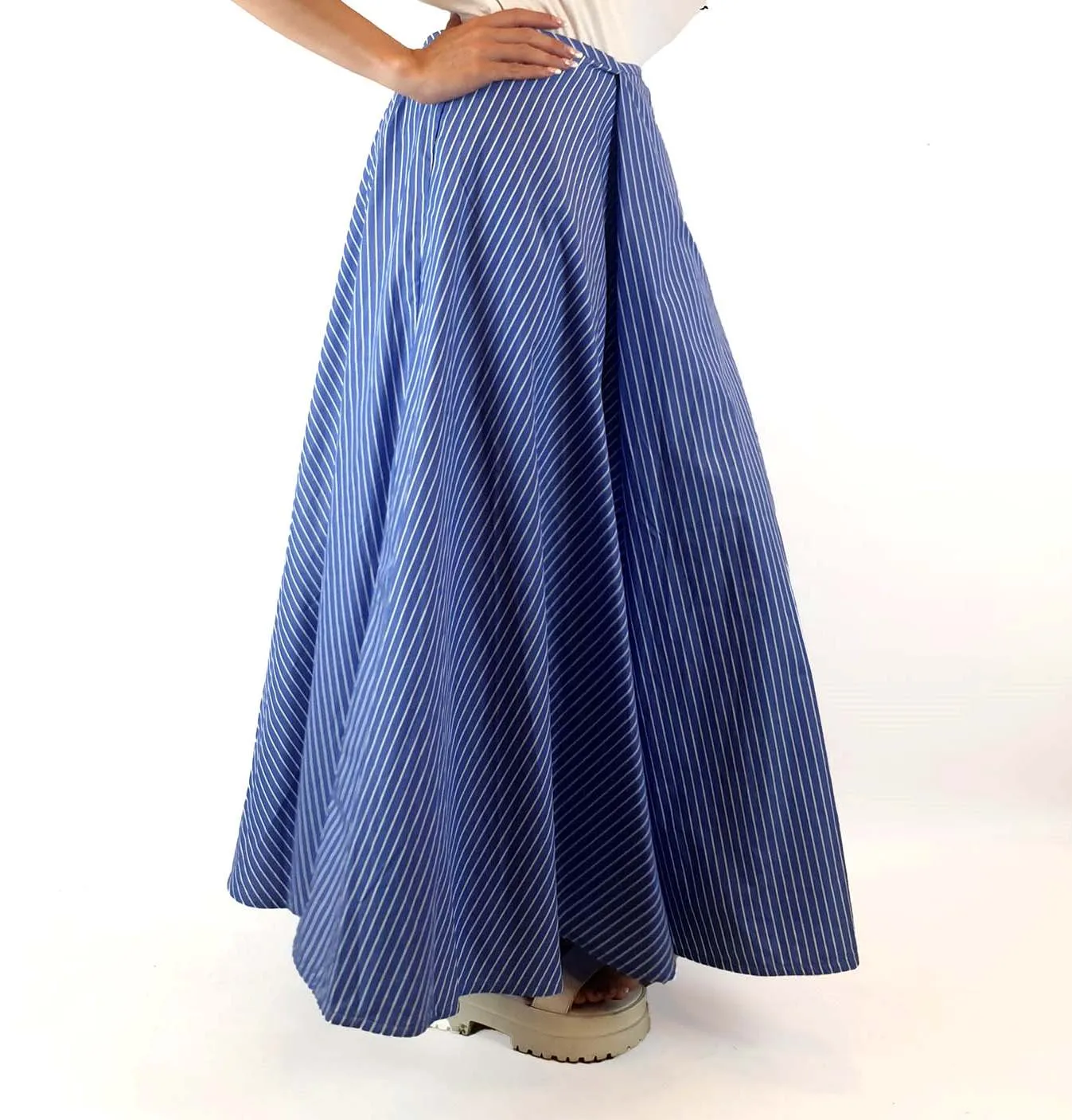 Cos blue and white striped maxi skirt size 38 (best fits size 10)
