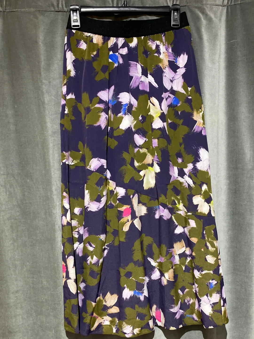 Dorothee Schumacher Purple Floral Painted Slit Maxi Skirt