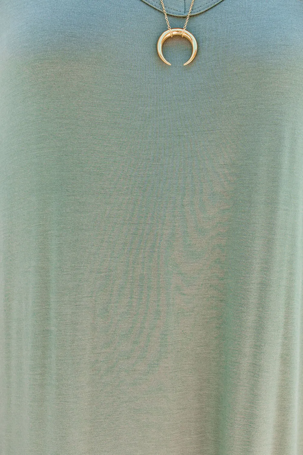 Grass Green V Neck Hidden Pocket Splits Maxi T-shirt Dress