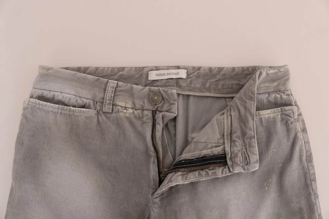 Gray Cotton Cropped Jeans