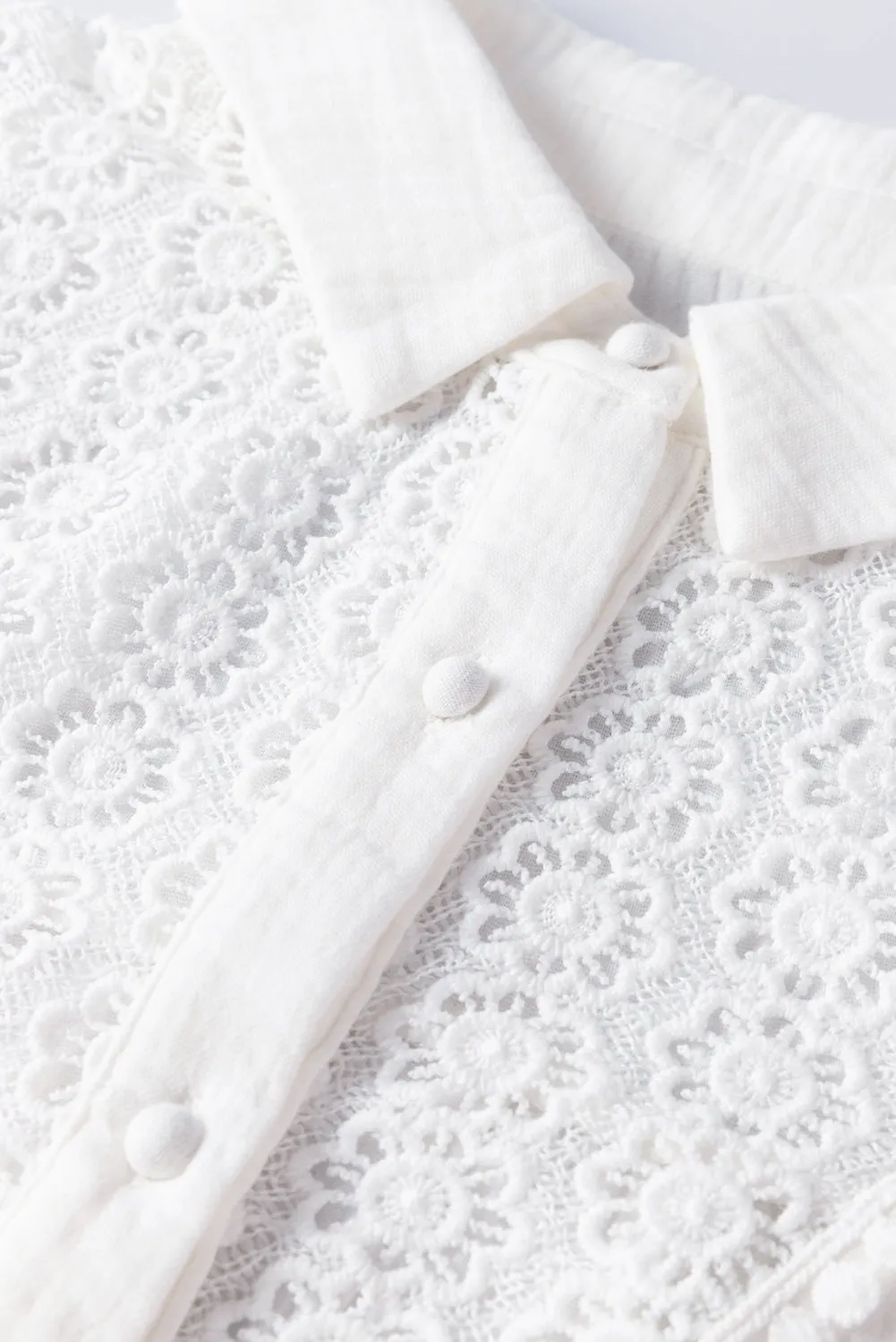 KaleaBoutique Floral Lace Hollow-out Splicing Crinkled Shirt