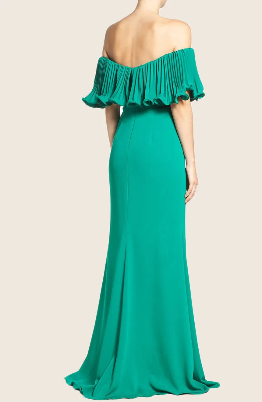 MACloth Off the Shoulder Mermaid Evening Formal Gown Green Prom Dress