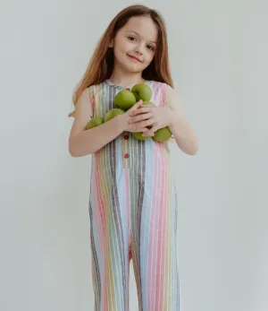 Multicoloured Rainbow Stripe Print Jumpsuit