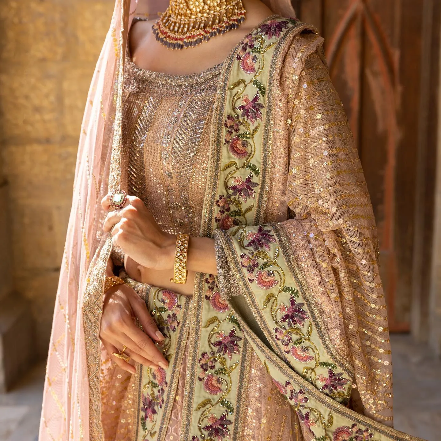 Peach Pink Lehenga Choli for Pakistani Wedding Dresses
