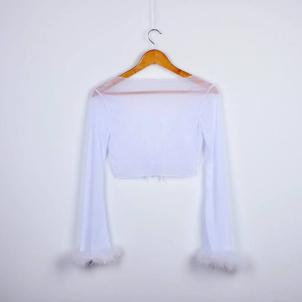 Playmate Boa Tie Top