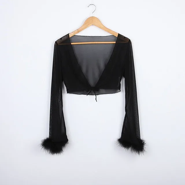 Playmate Boa Tie Top