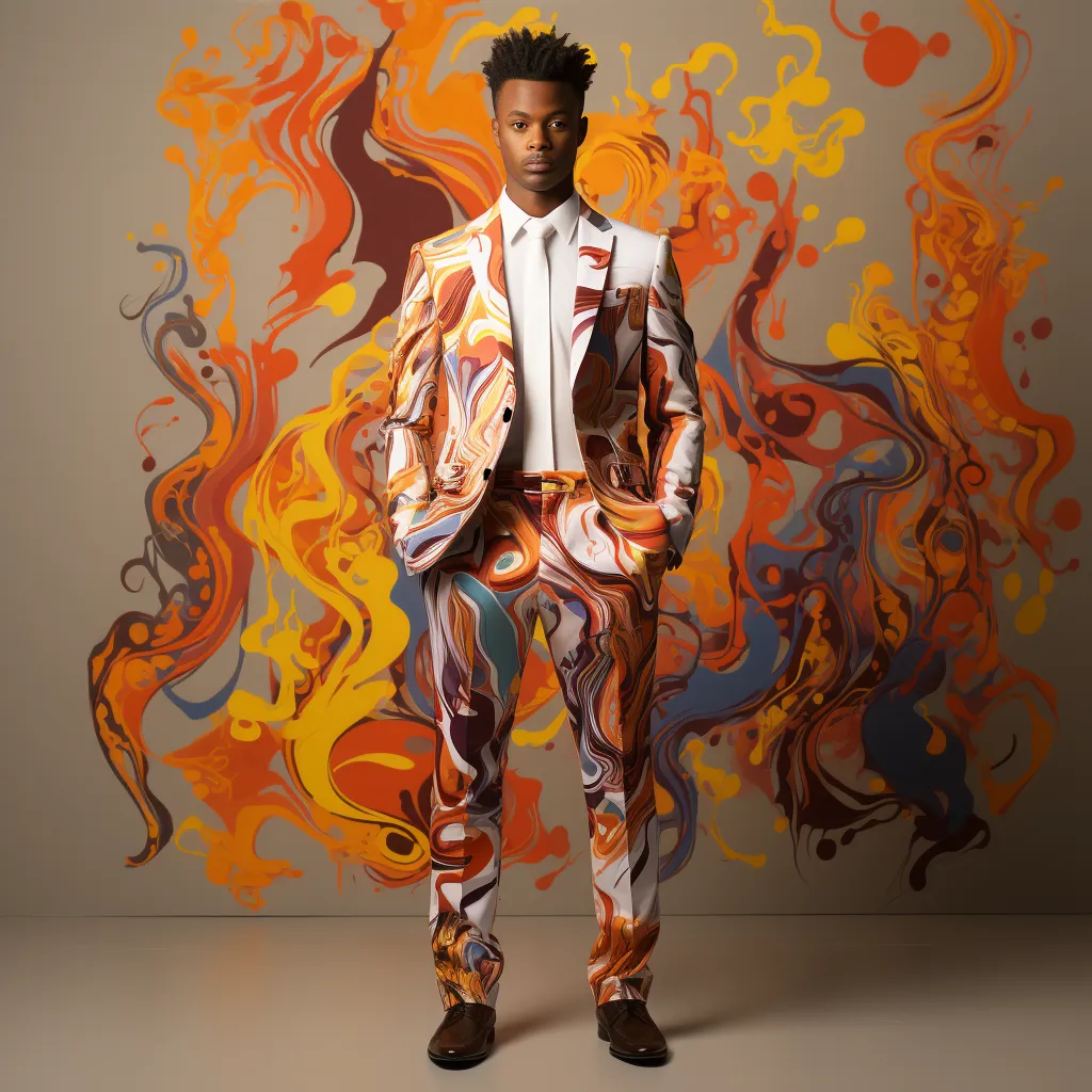 Rulercosplay Mens 2 Piece Print Suit Floral Party Dress Jacket Slim 2 Button Blazer Pants For Christmas Party