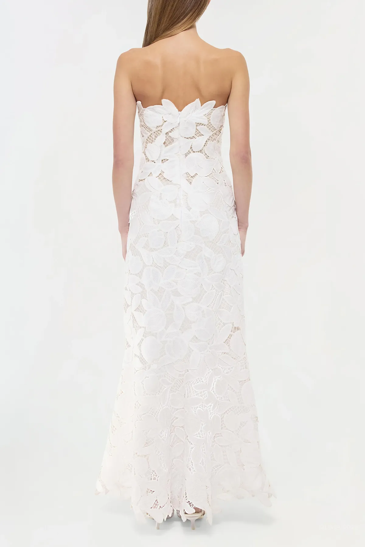 Valletta Strapless Embroidered Dress in White