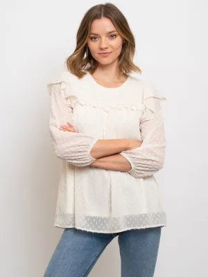 WOMEN'S SWISS DOT LACE TOP